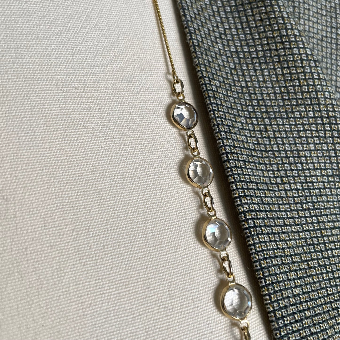 crystal bevel gold tone eyeglass chain