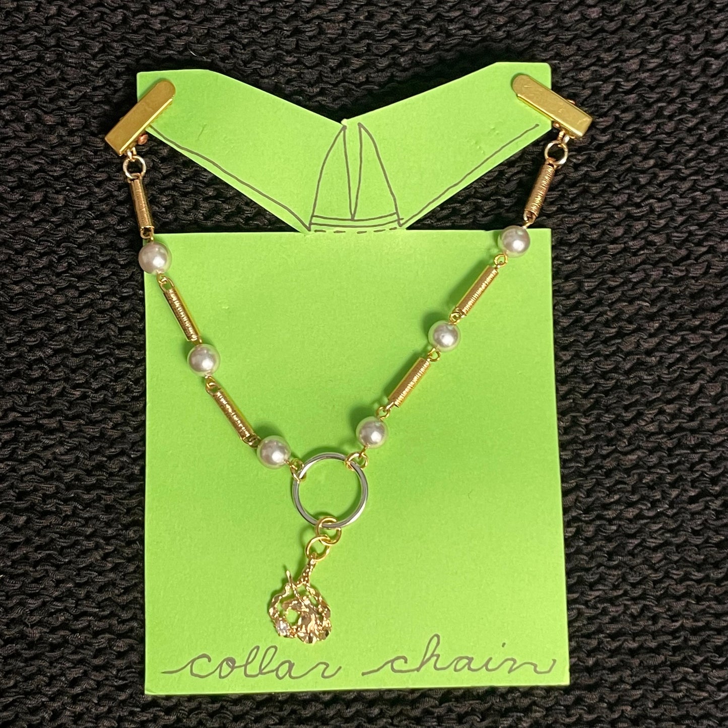 Mixed metal framed unicorn collar chain