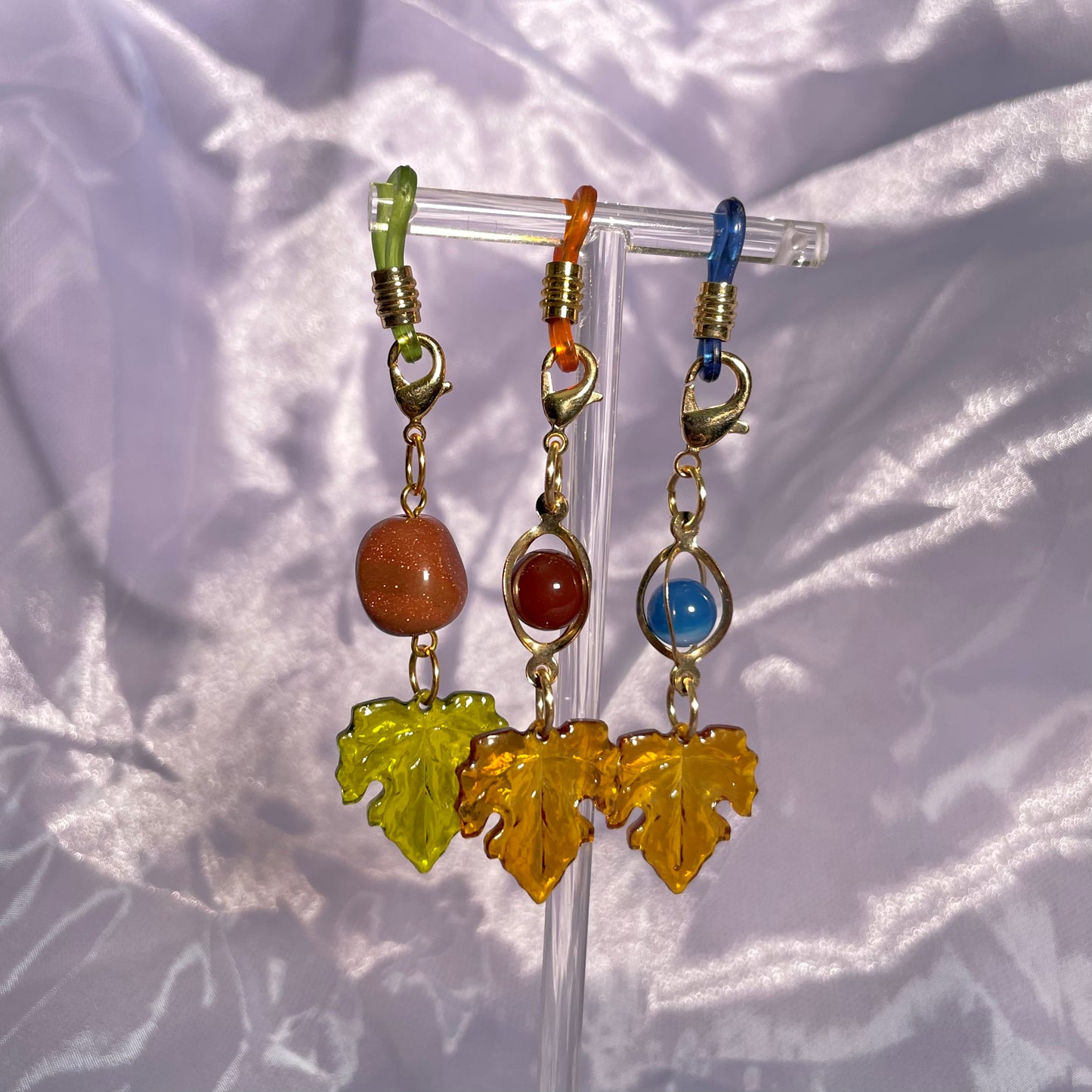 set of 3 leaf charms