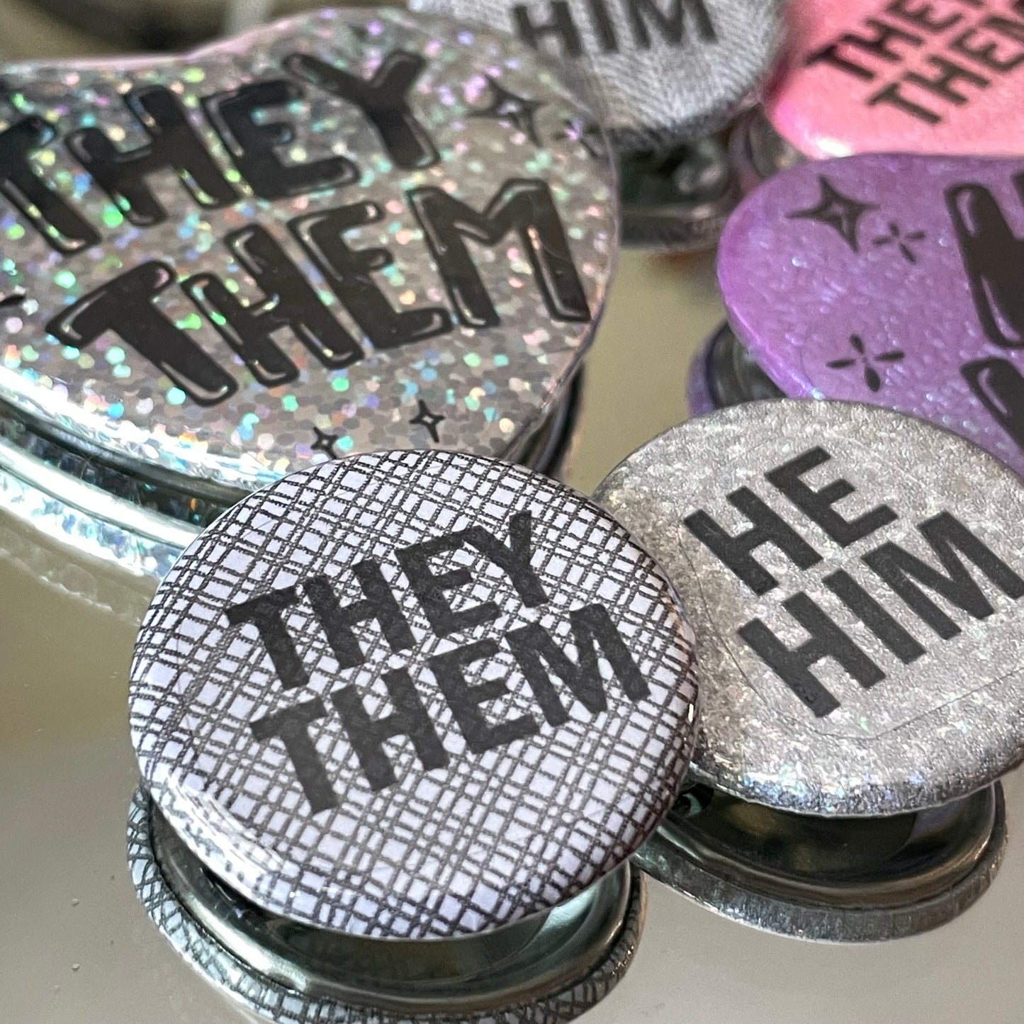 gender fluid (he & they) pronoun pin pack