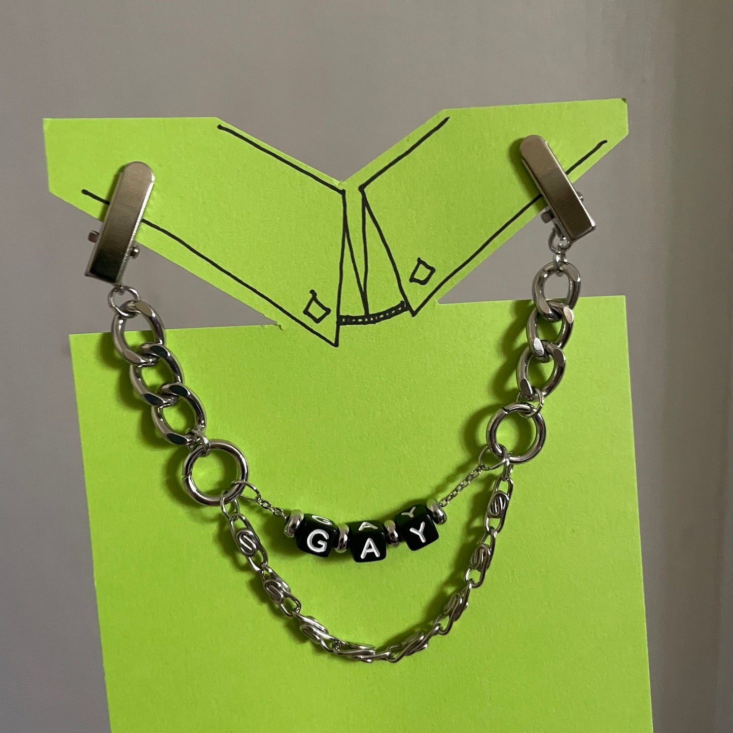 GAY Clip Chain - silver tone