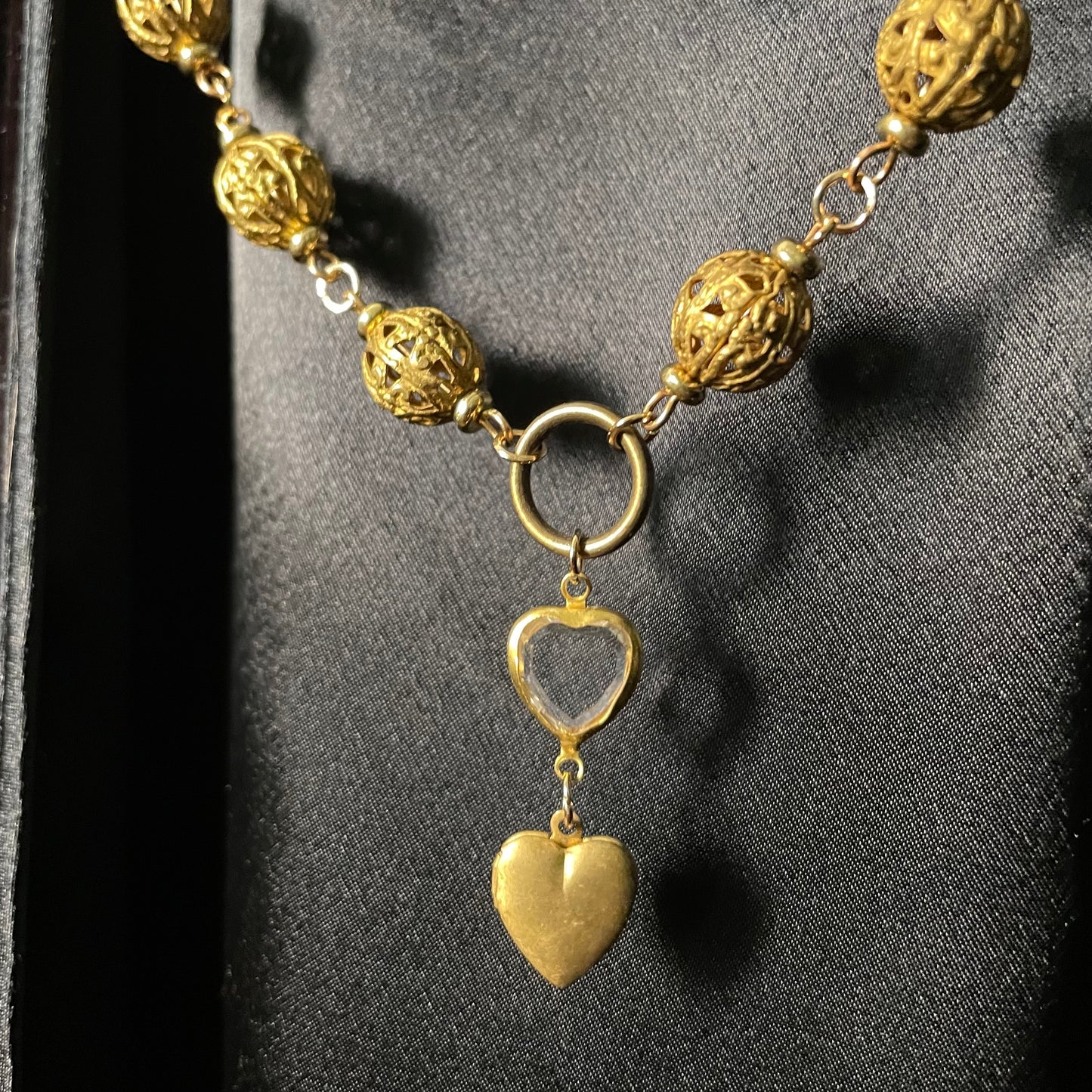 Heart locket collar clip chain