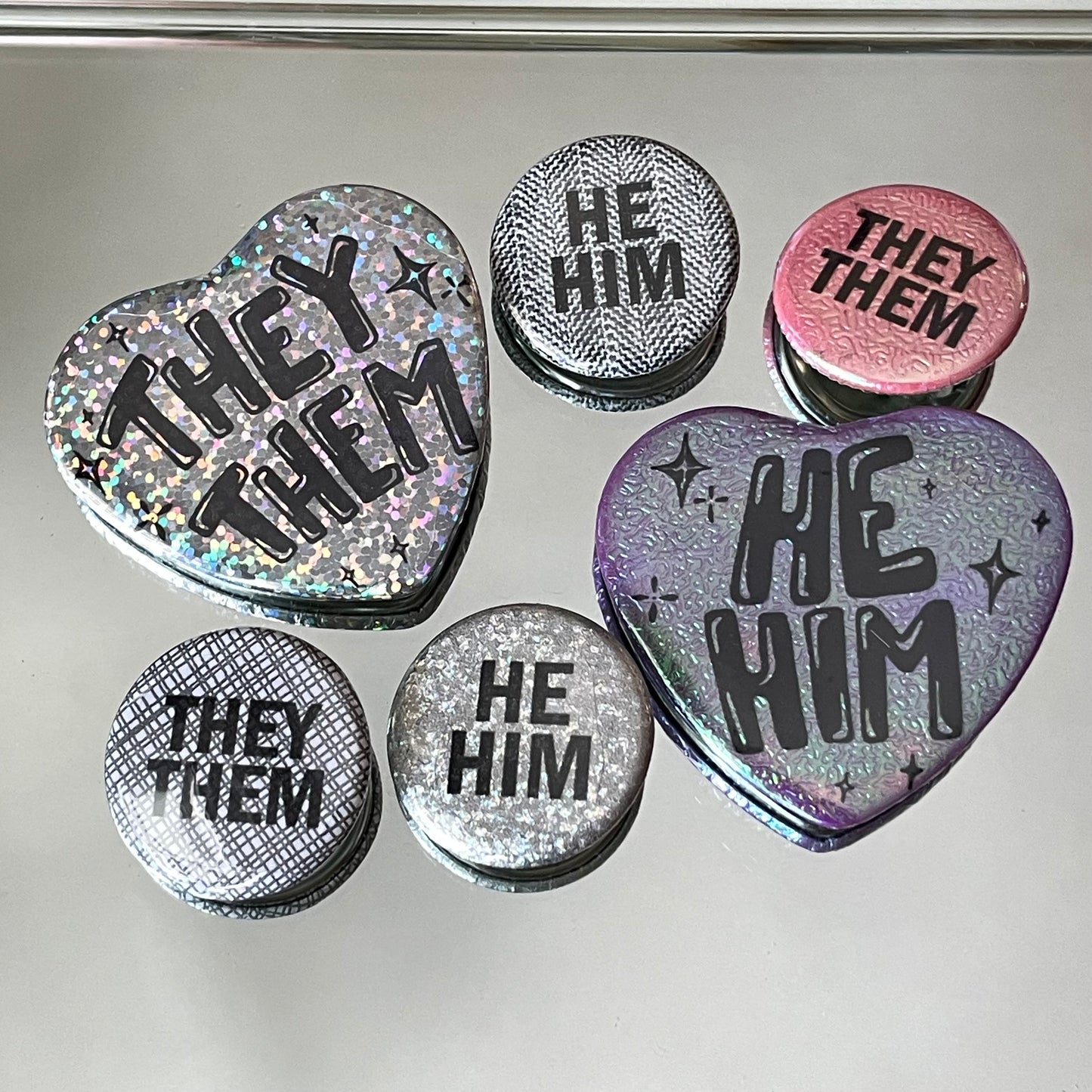 gender fluid (he & they) pronoun pin pack