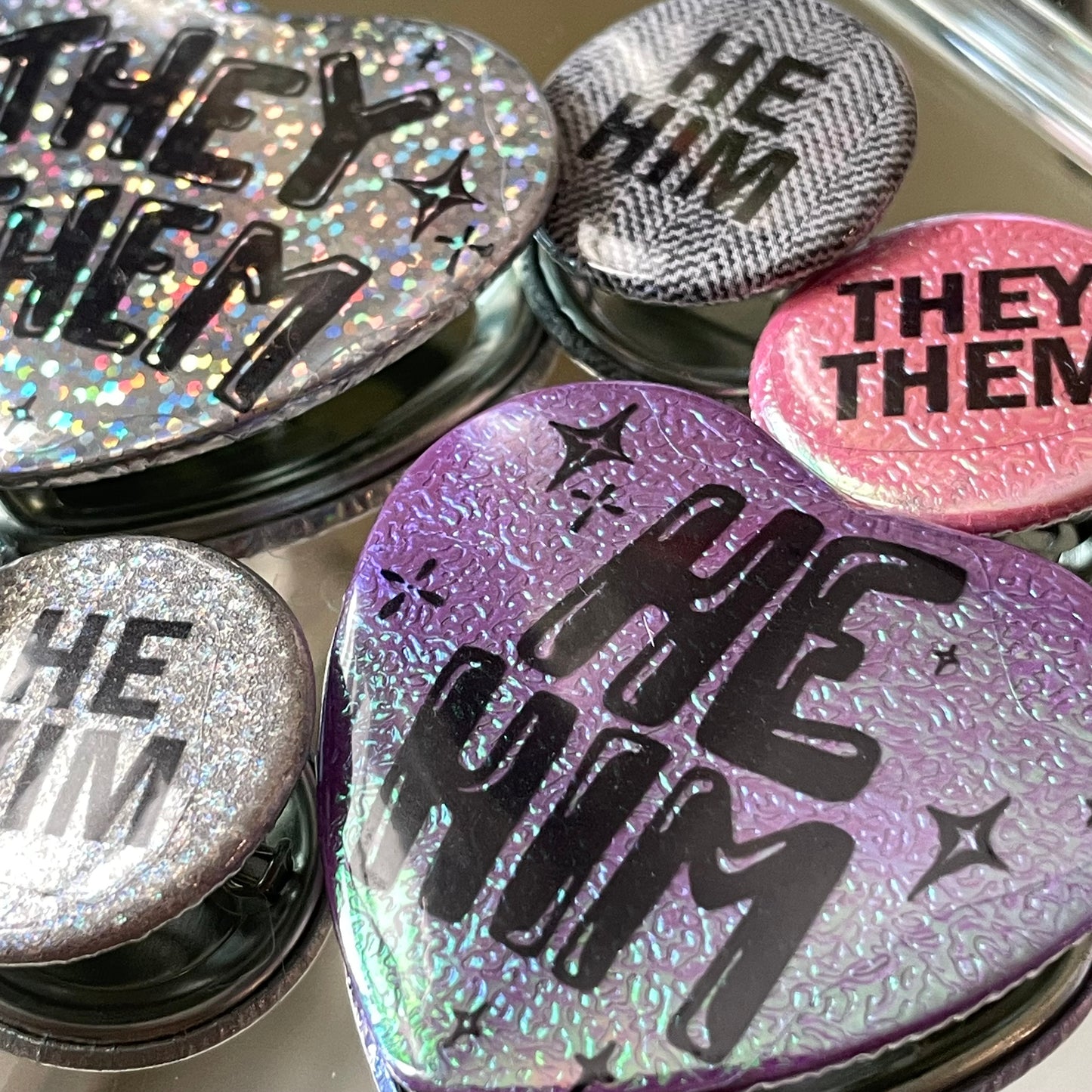 gender fluid (he & they) pronoun pin pack