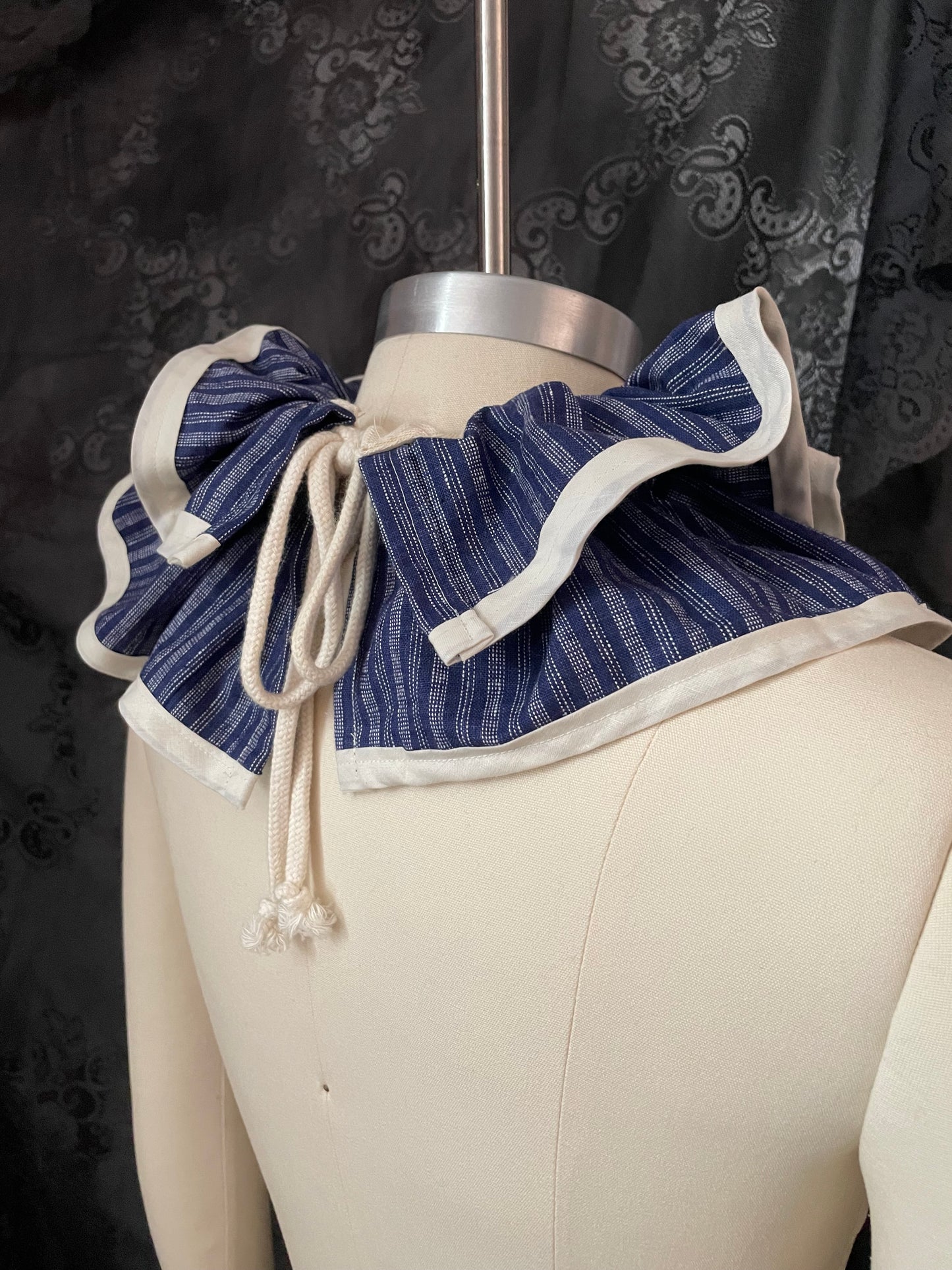 Blue Stripe Ruffle Collar