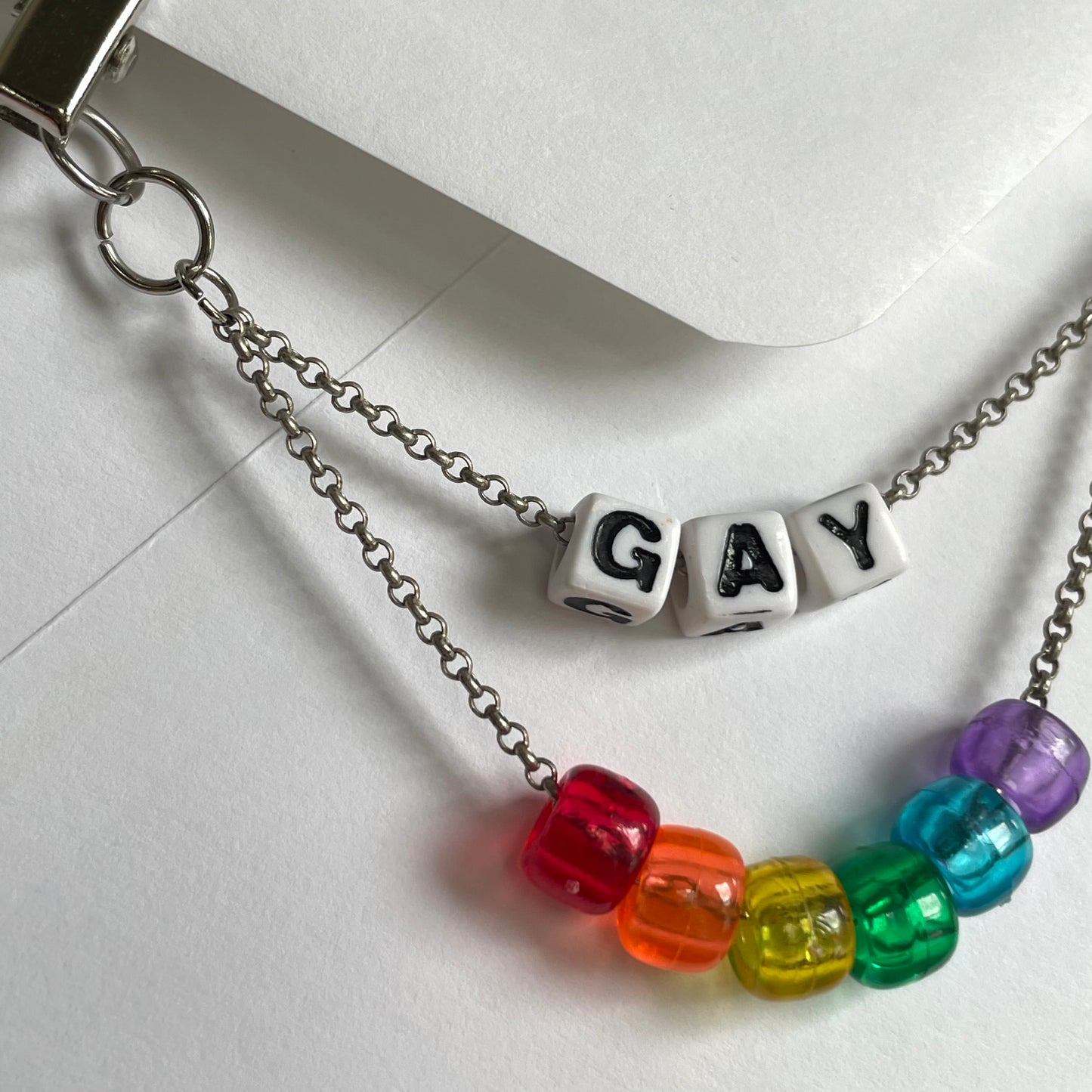 ~*GAY*~ rainbow collar chain - silver