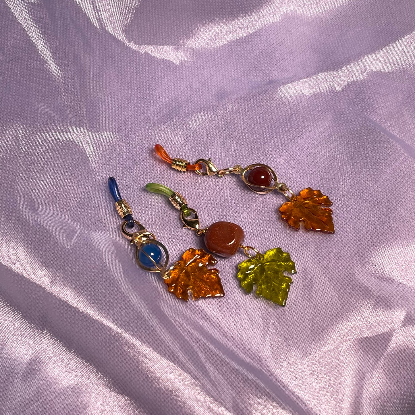 set of 3 leaf charms