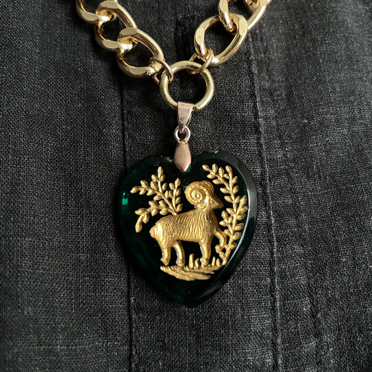 Aries heart clip chain
