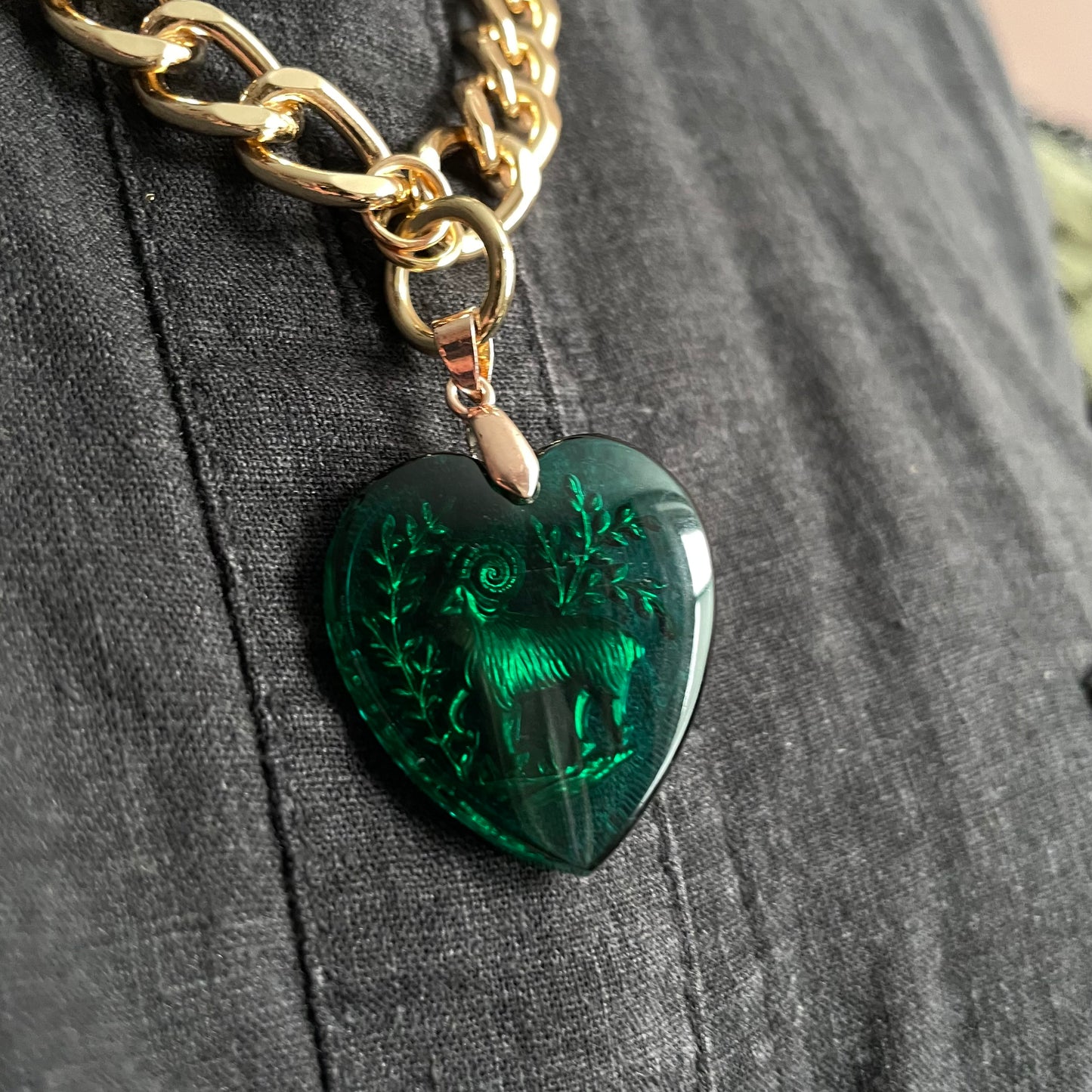 Aries heart clip chain