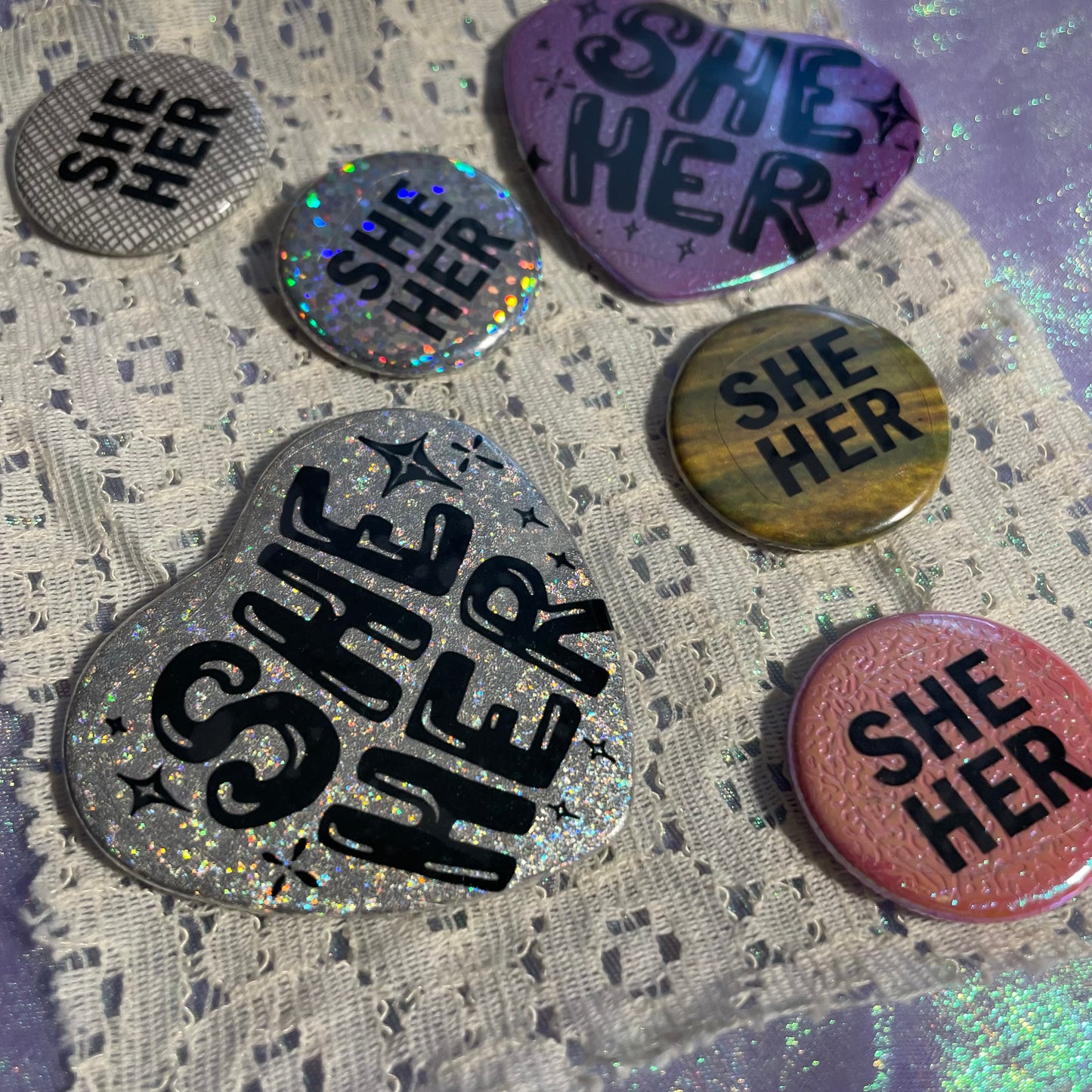 she/her pronoun pin pack