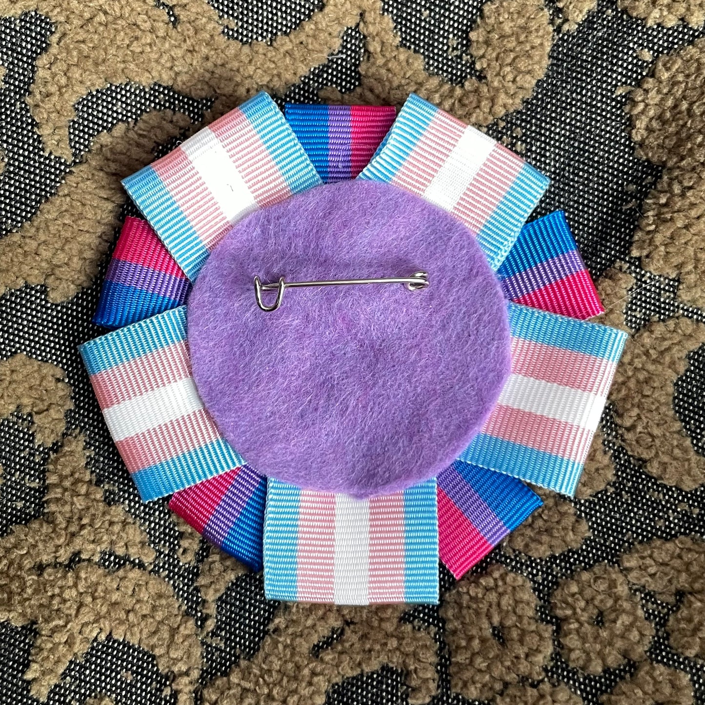 She/Her Rosette Heart Pin