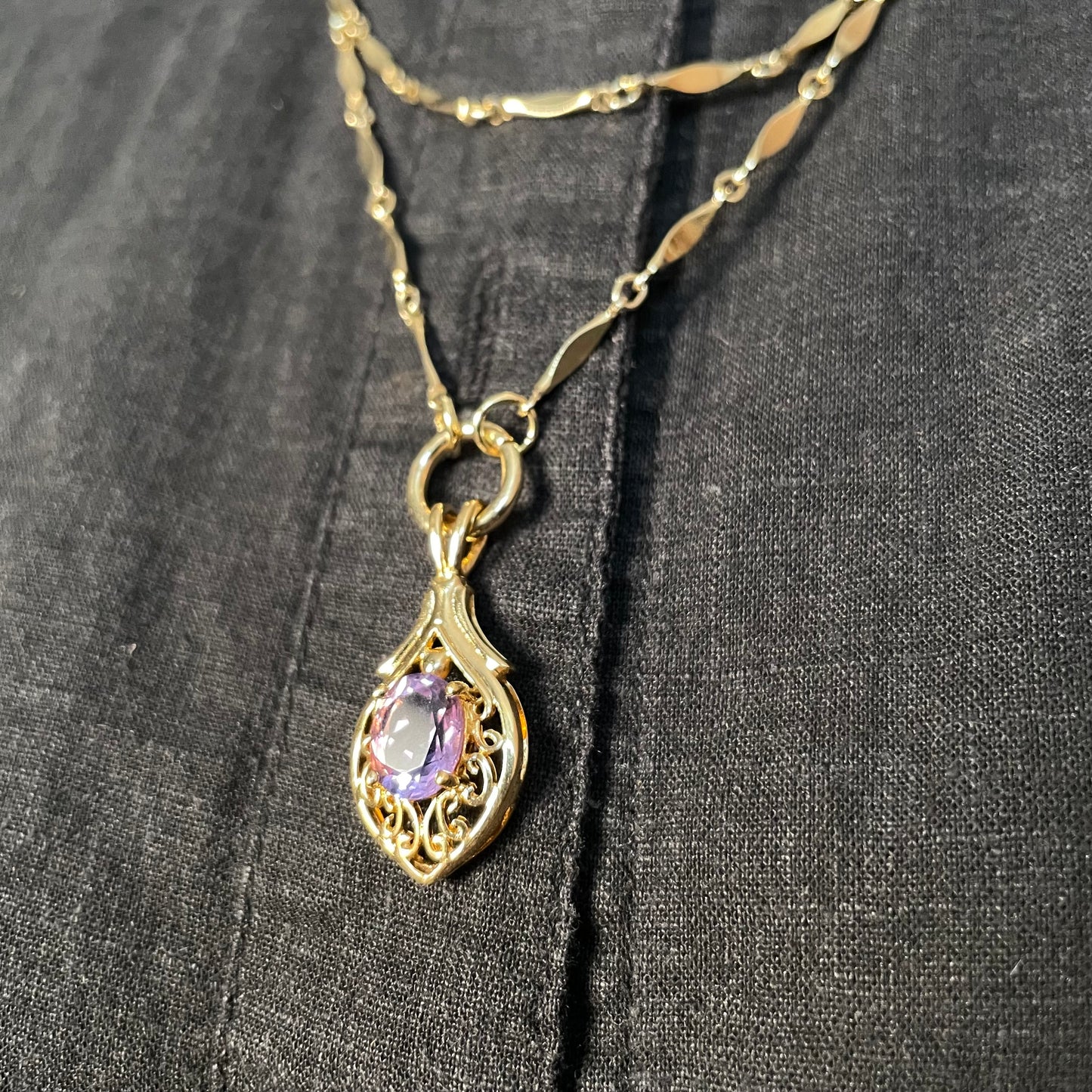 purple pendant goldtone clip chain