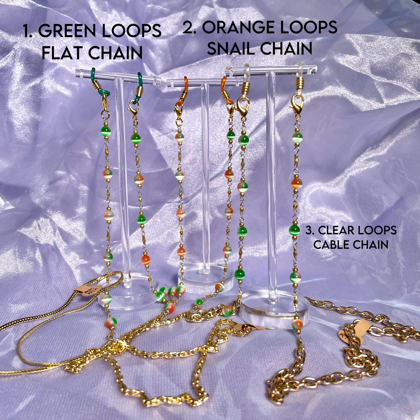 Vintage green/orange eyeglass chain