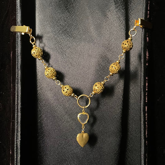 Heart locket collar clip chain