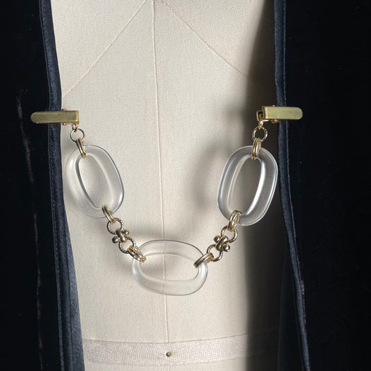 acrylic link goldtone collar chain
