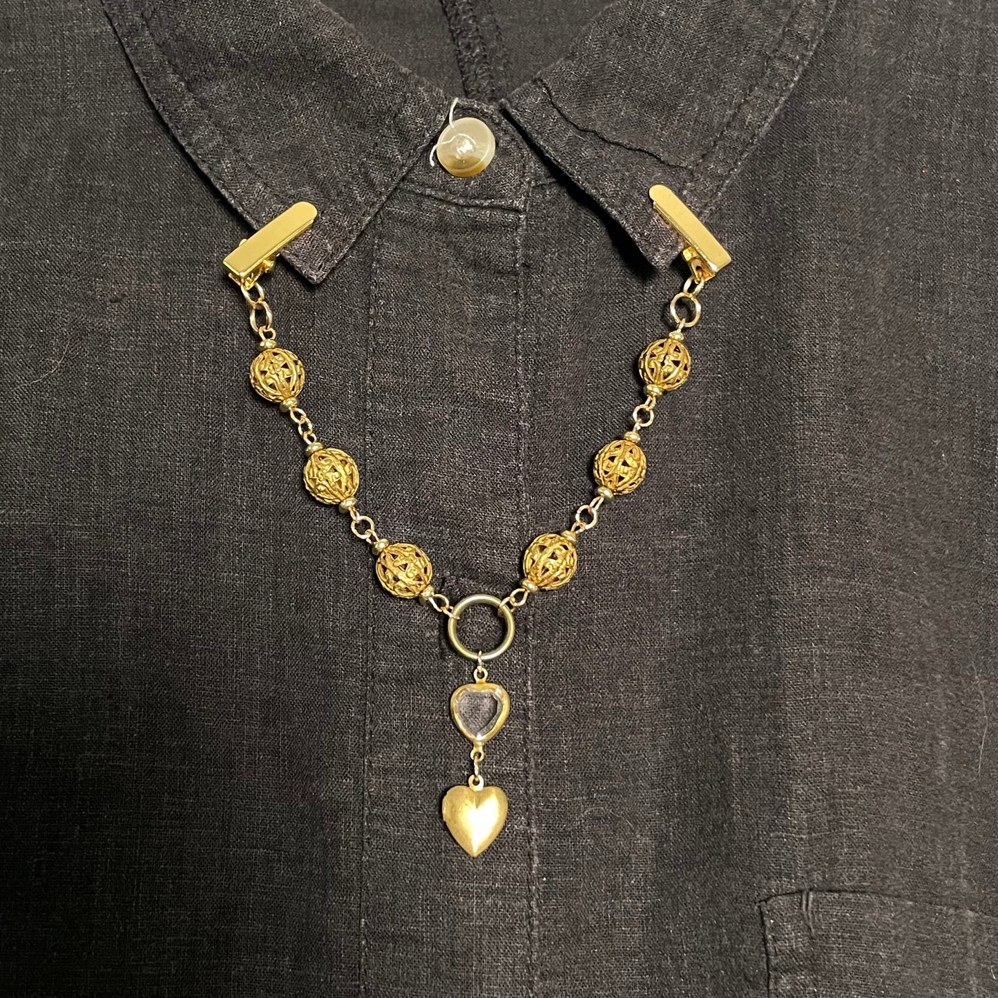 Heart locket collar clip chain