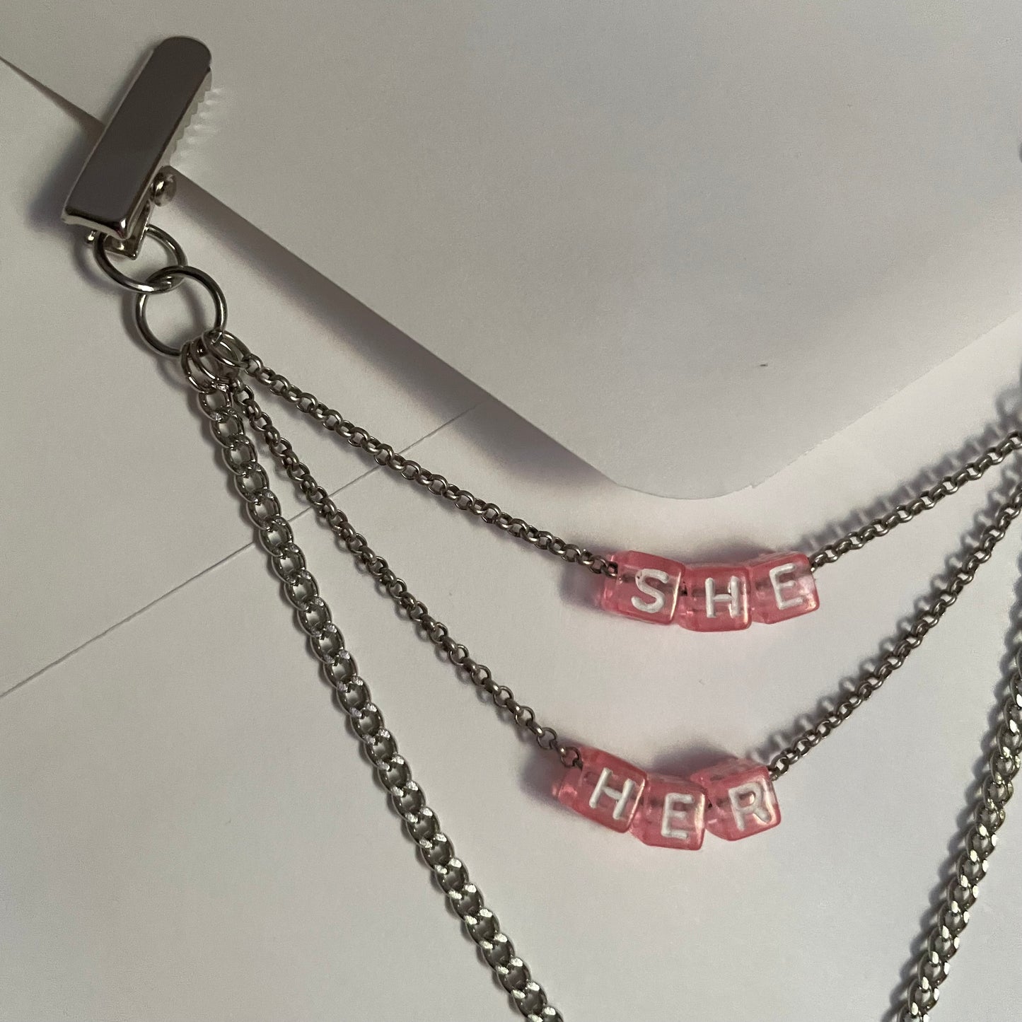 she/her Pronouns collar chain - silver