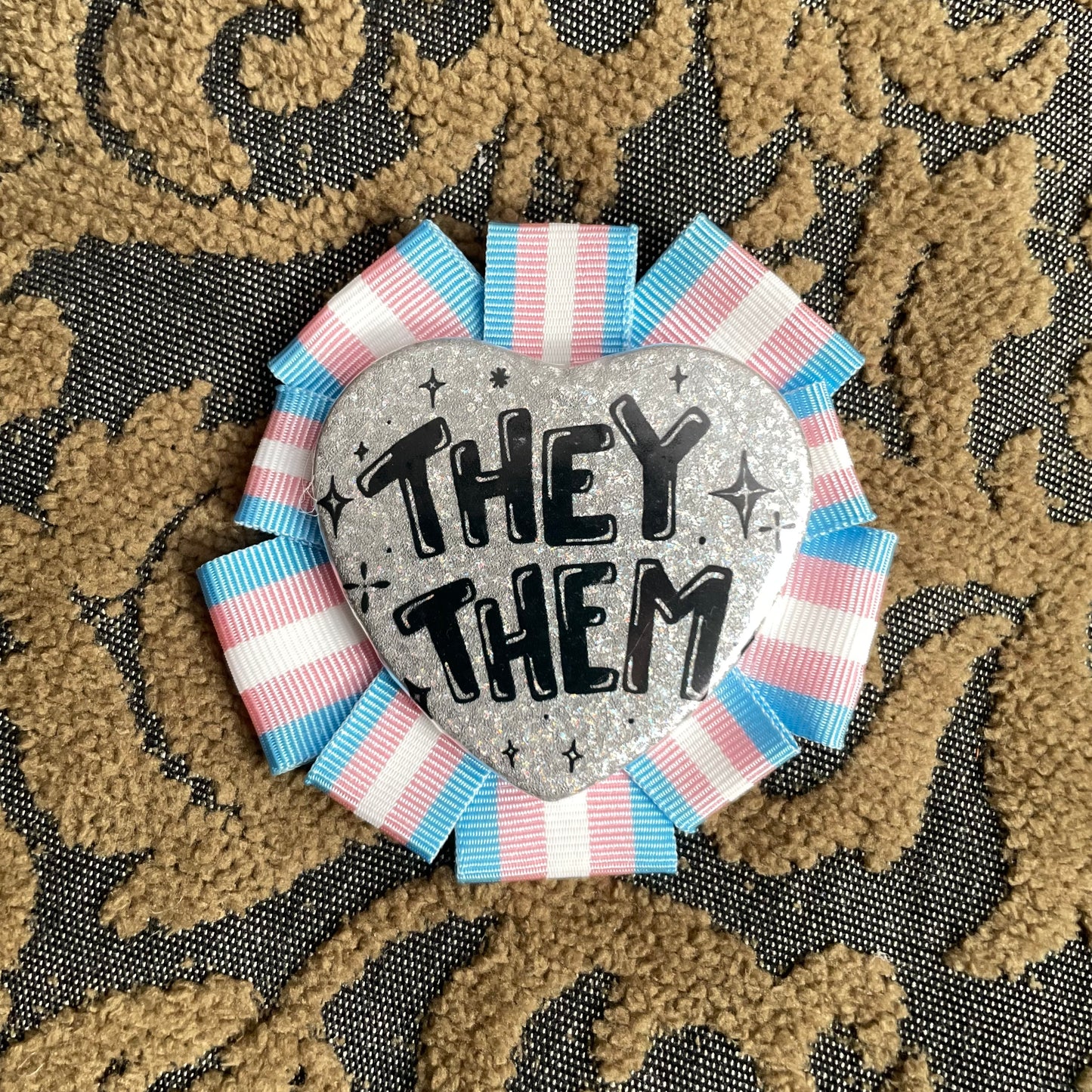 They/Them Rosette Heart Pin