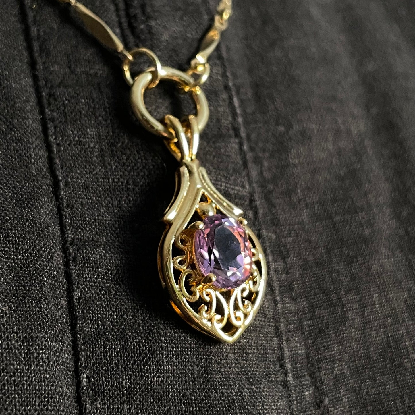 purple pendant goldtone clip chain