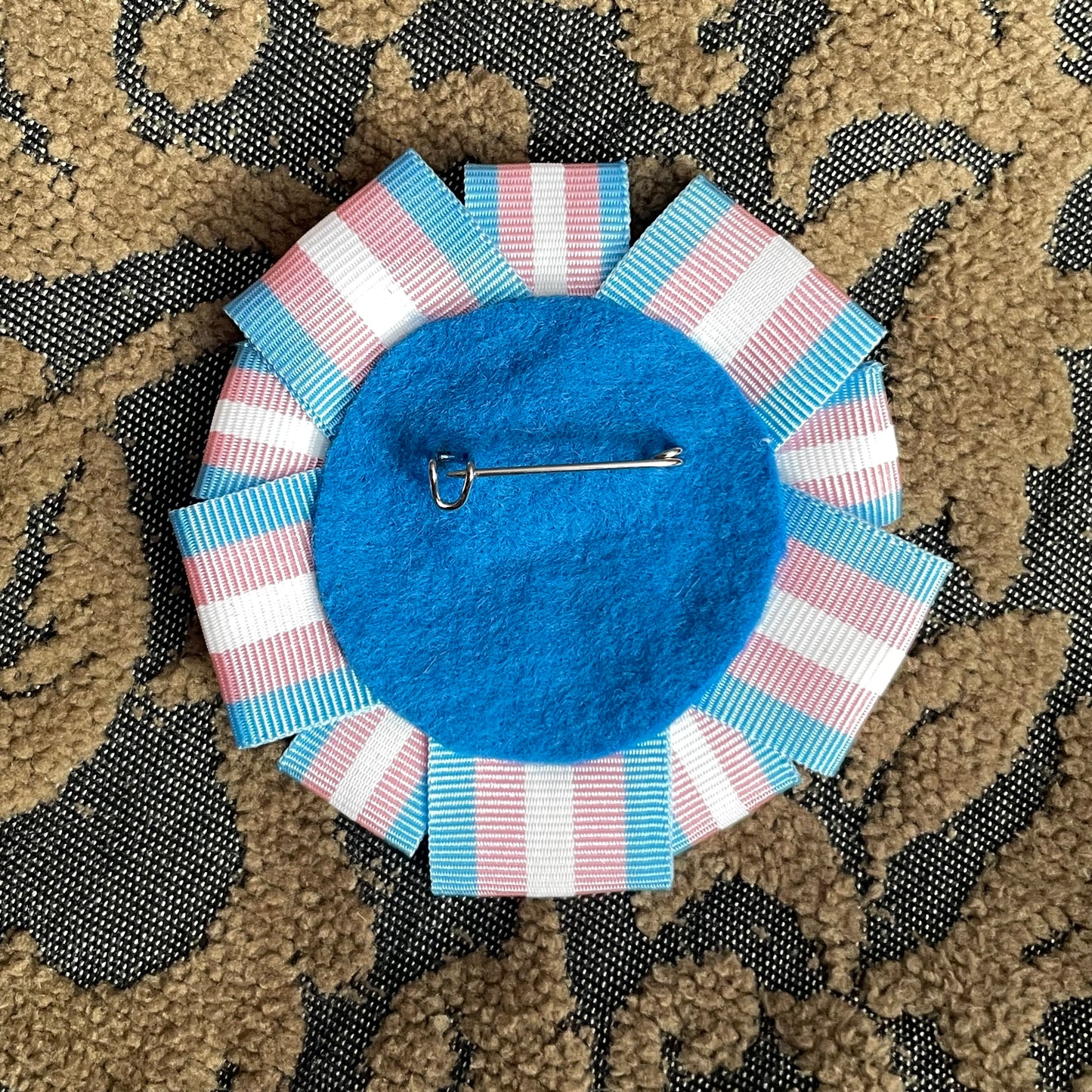 He/Him Rosette Heart Pin