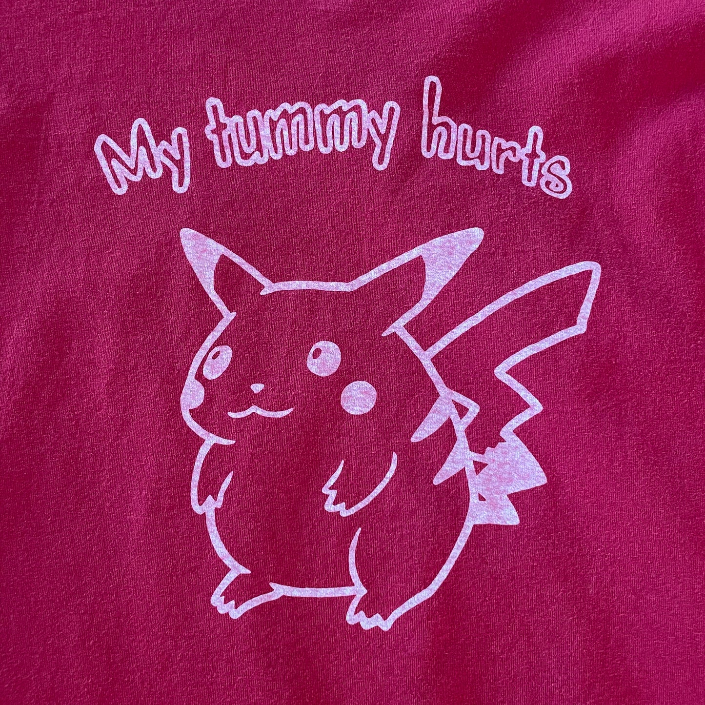 Red Cropped Pika TUMMY HURTS Tee