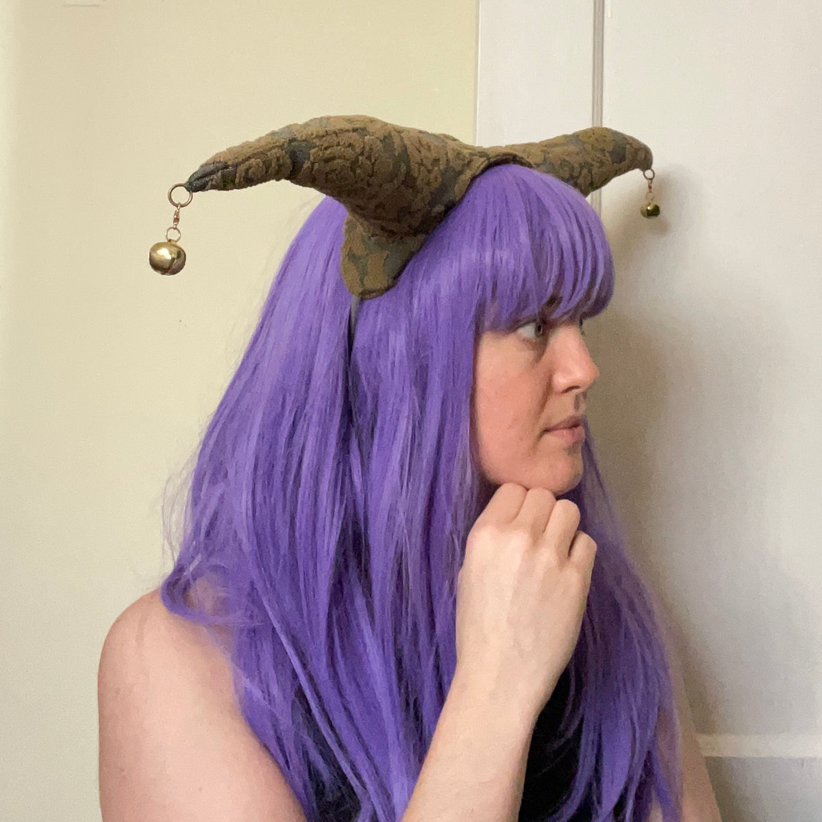 Blue & Green Jester Horn - Bells