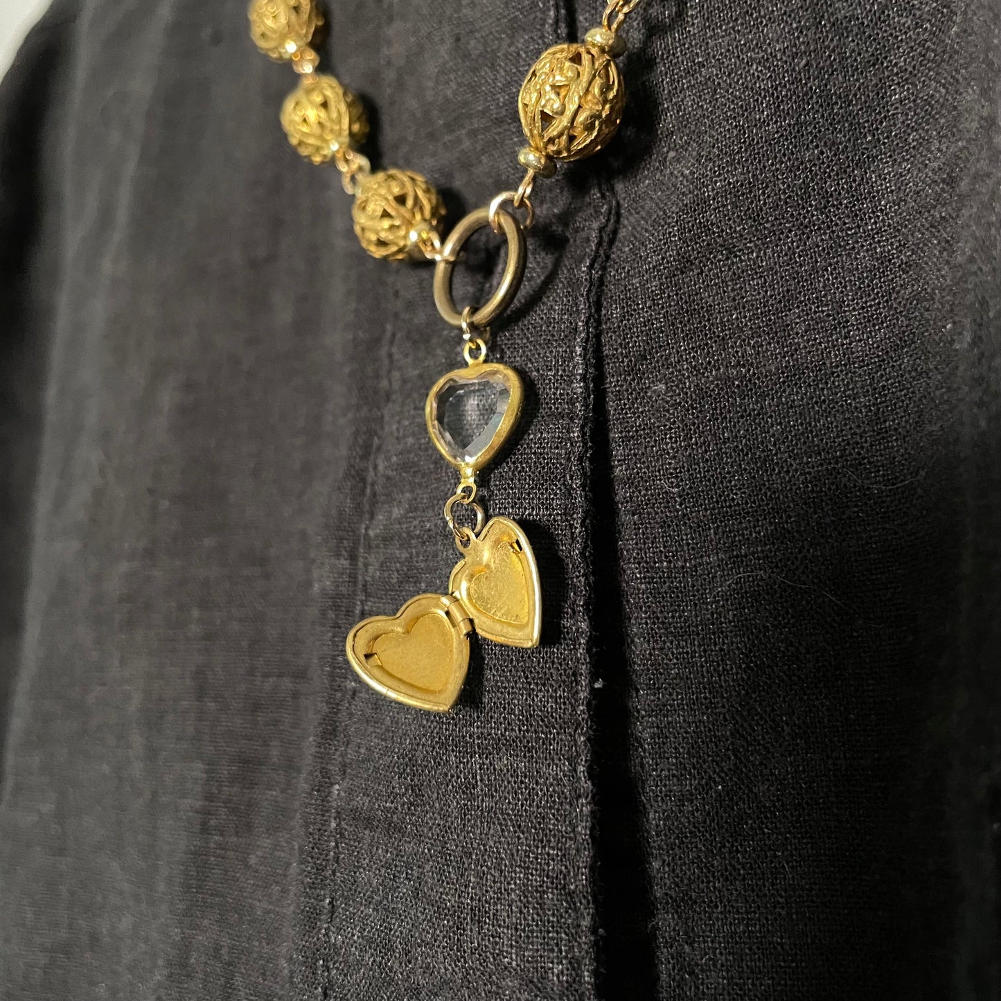 Heart locket collar clip chain