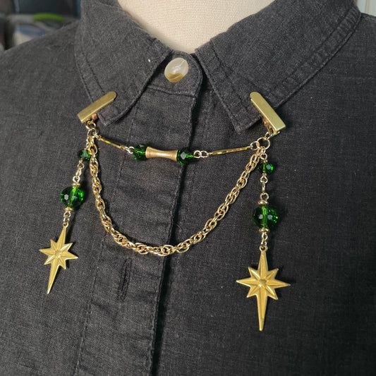 green starburst goldtone collar clip