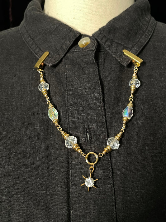 Goldtone collar clip chain