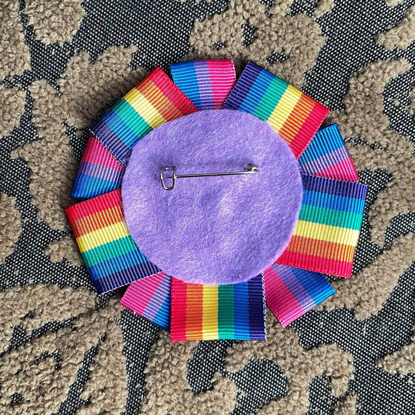 He/Him Rosette Heart Pin