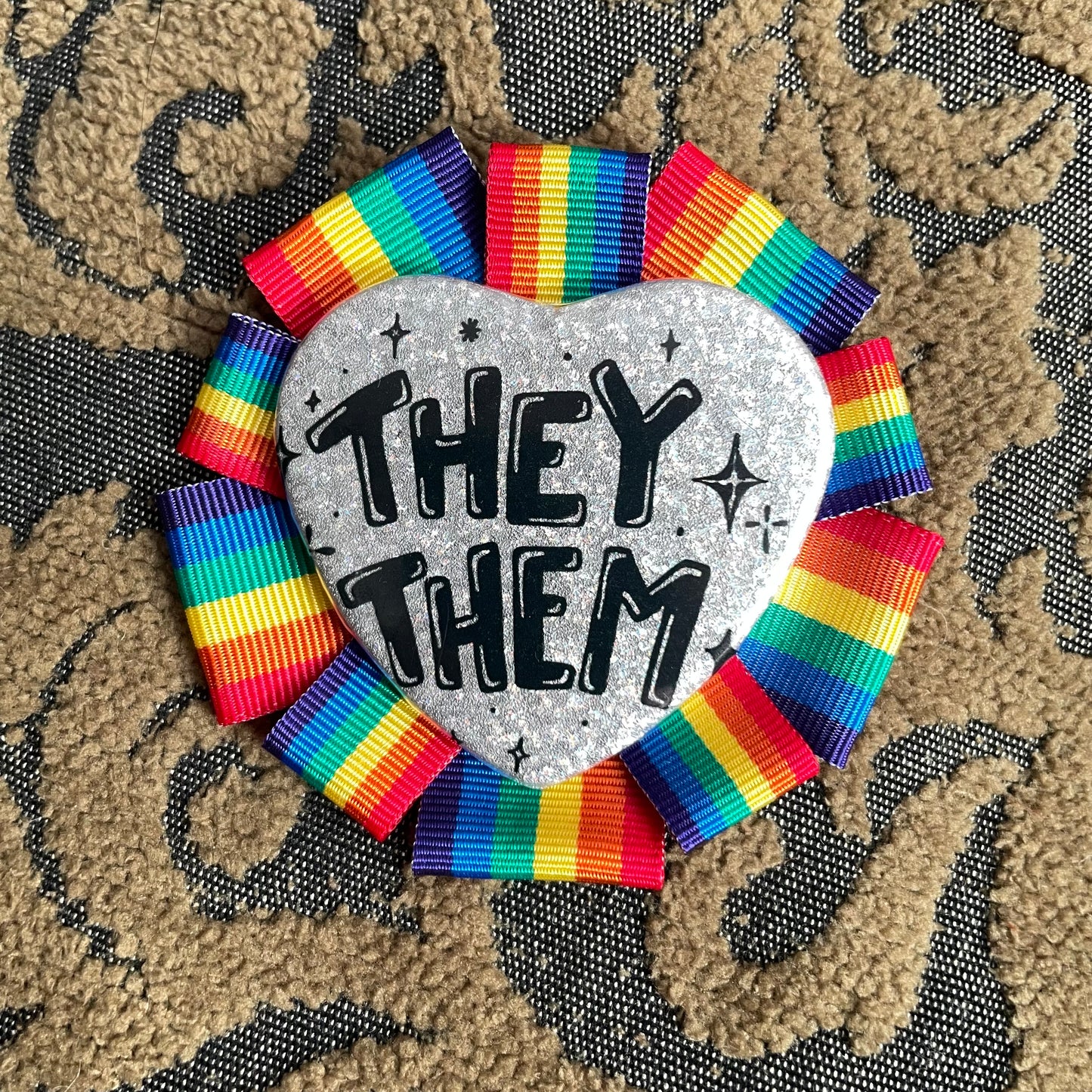 They/Them Rosette Heart Pin
