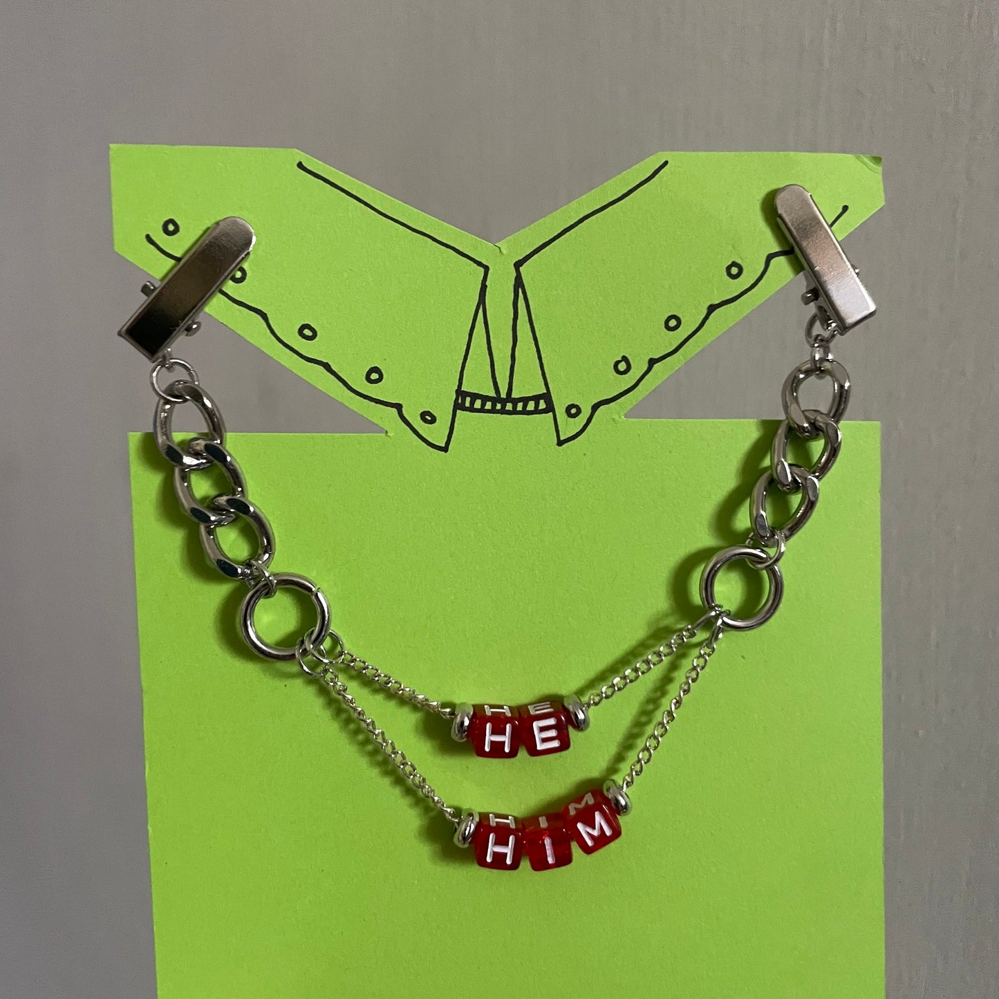 He/Him Clip Chain - Silver