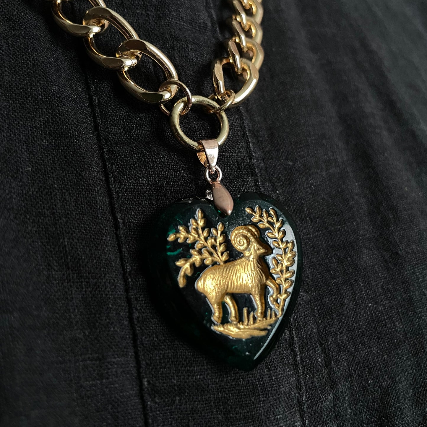 Aries heart clip chain