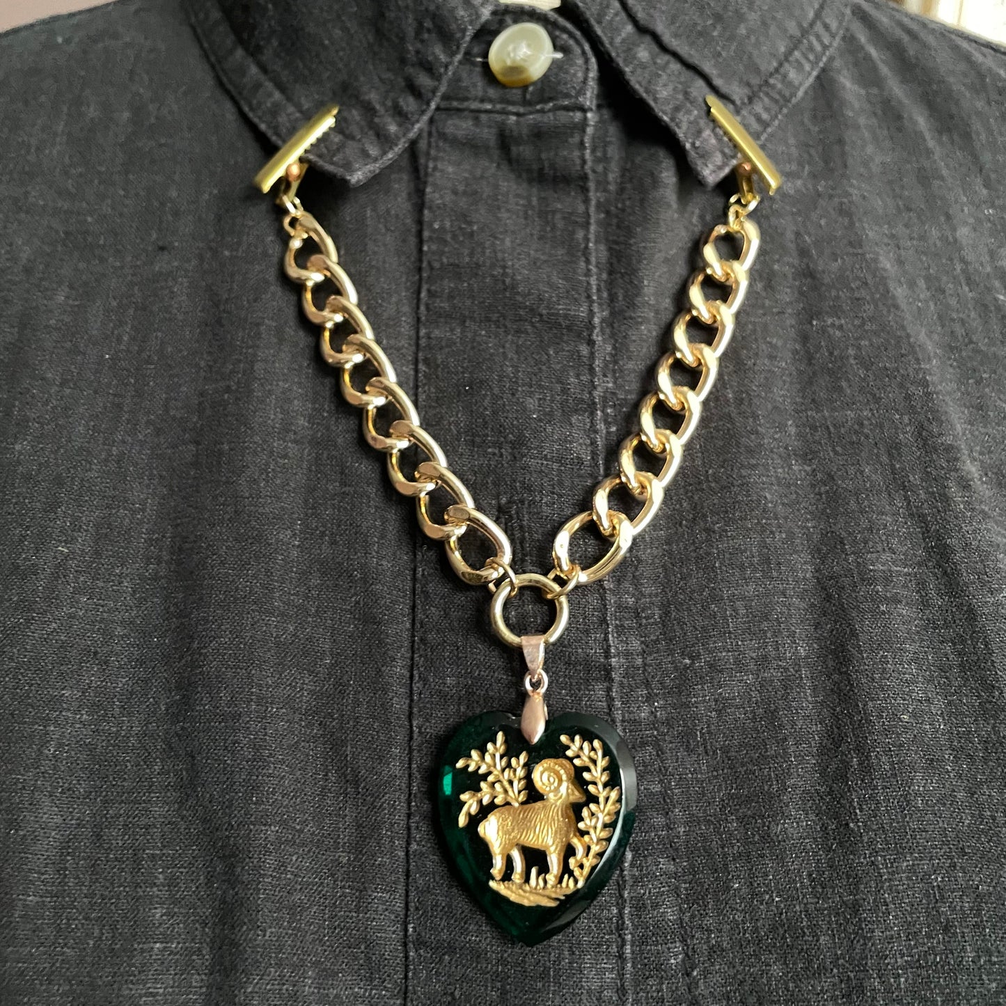 Aries heart clip chain