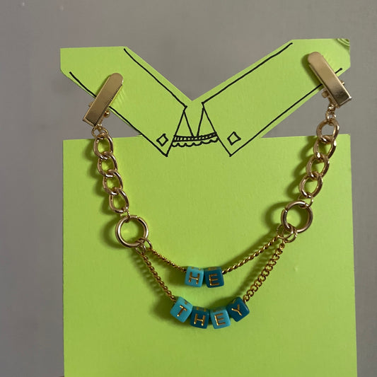 He/They Clip Chain - gold tone