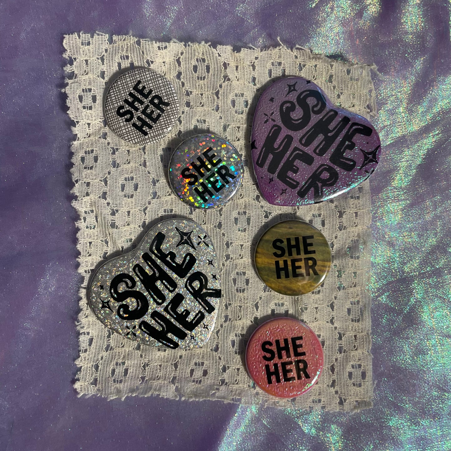 she/her pronoun pin pack