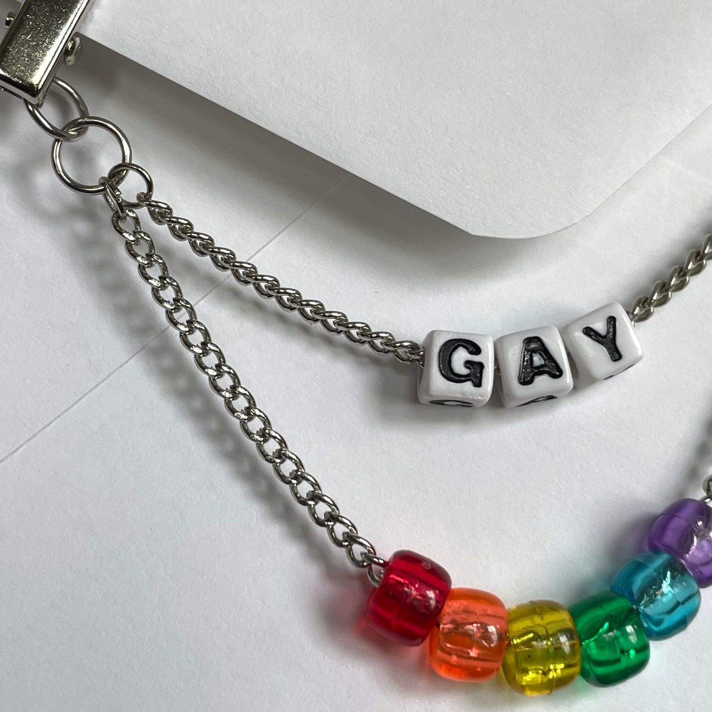 ~*GAY*~ rainbow collar chain - silver