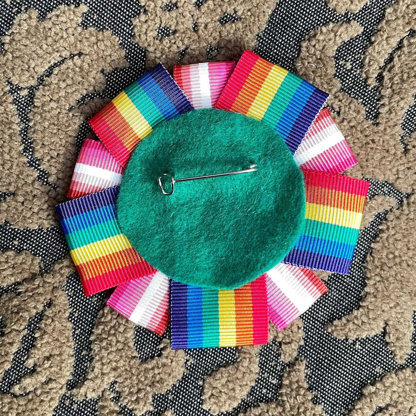 She/Her Rosette Heart Pin