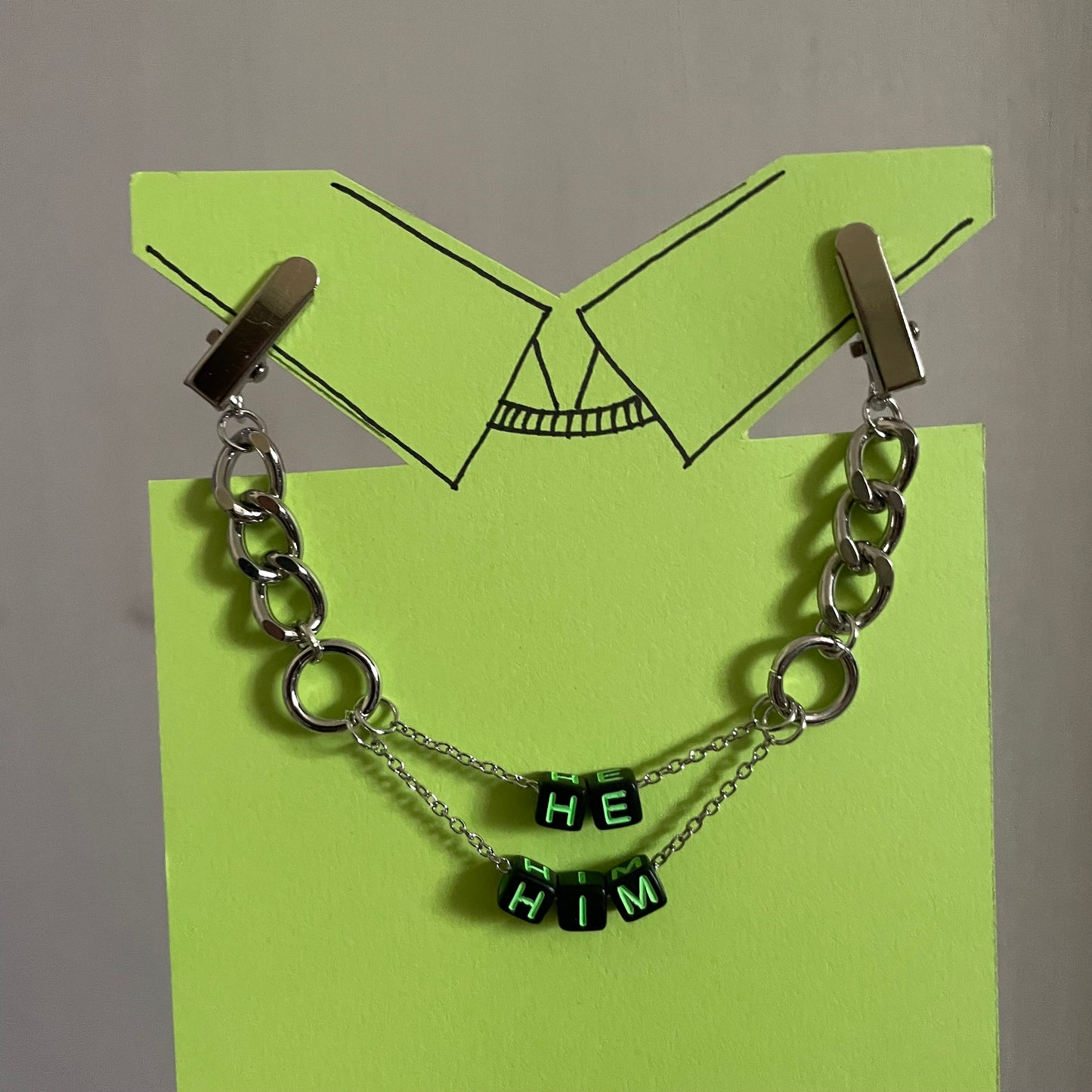 He/Him Clip Chain - Silver