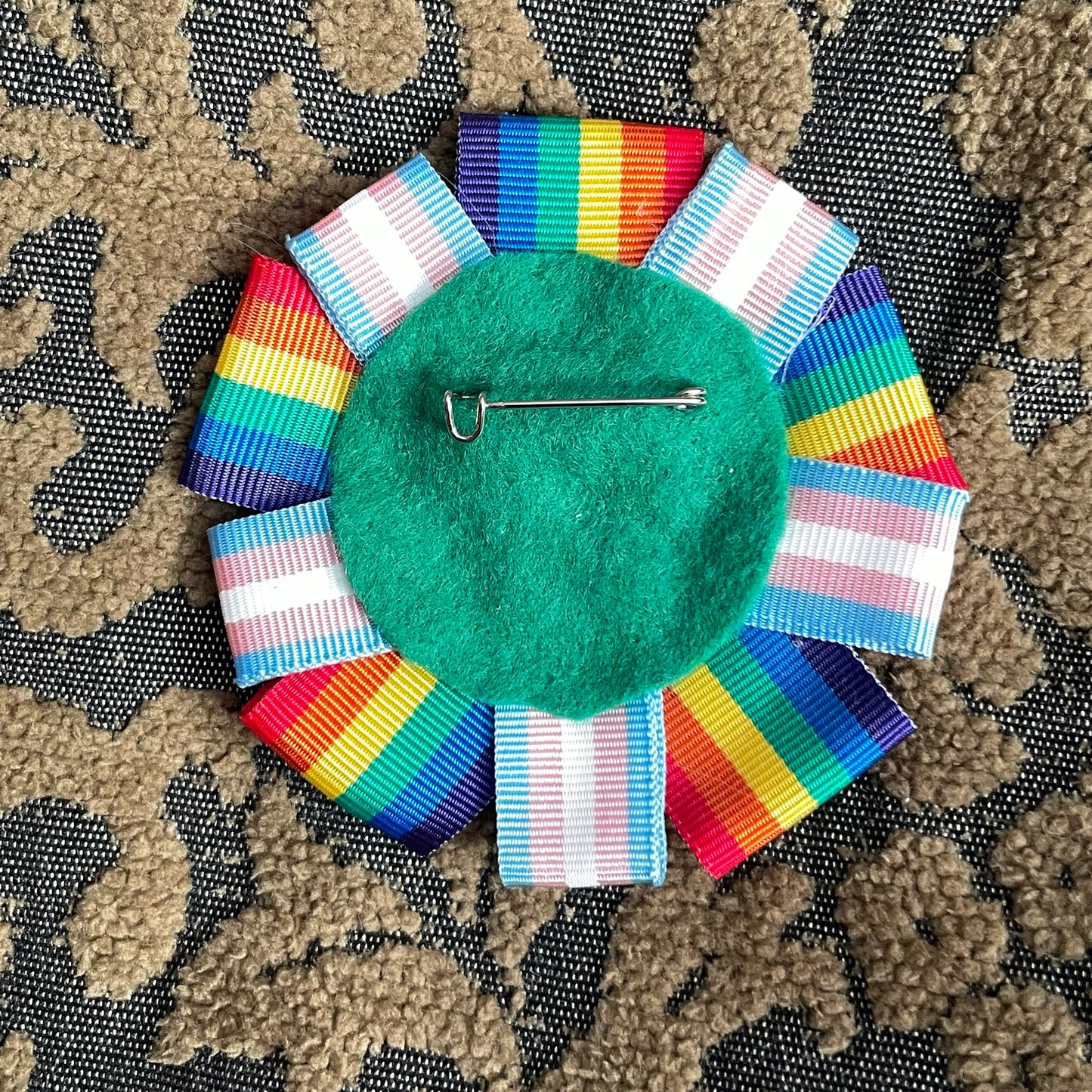 She/Her Rosette Heart Pin