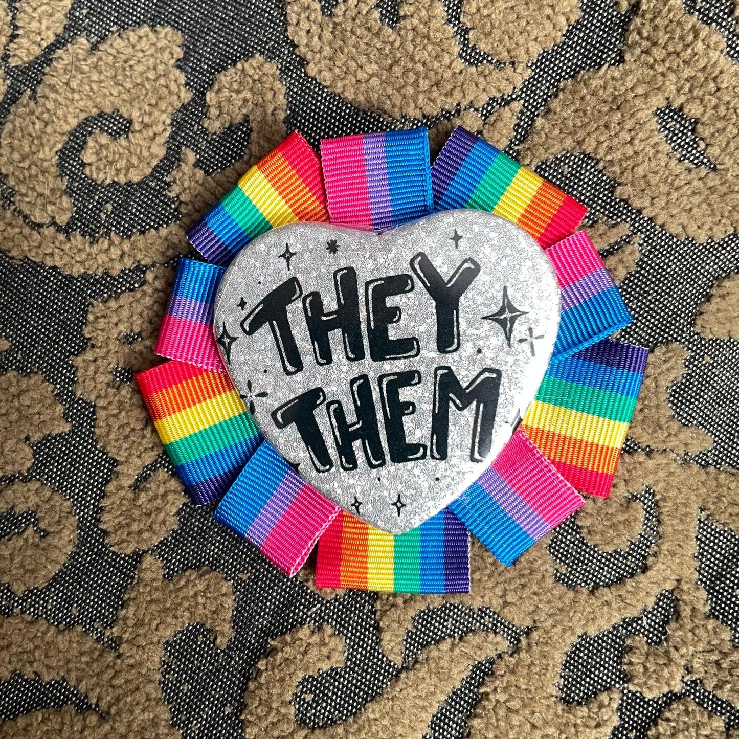 They/Them Rosette Heart Pin