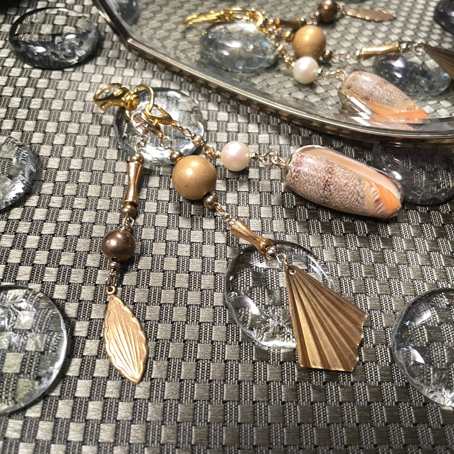 Gold shell bag charm