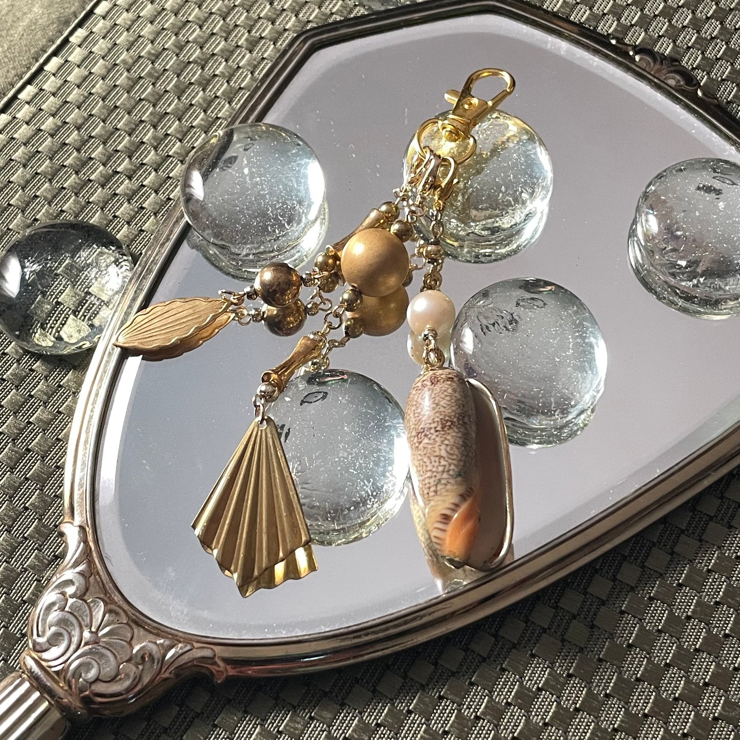 Gold shell bag charm