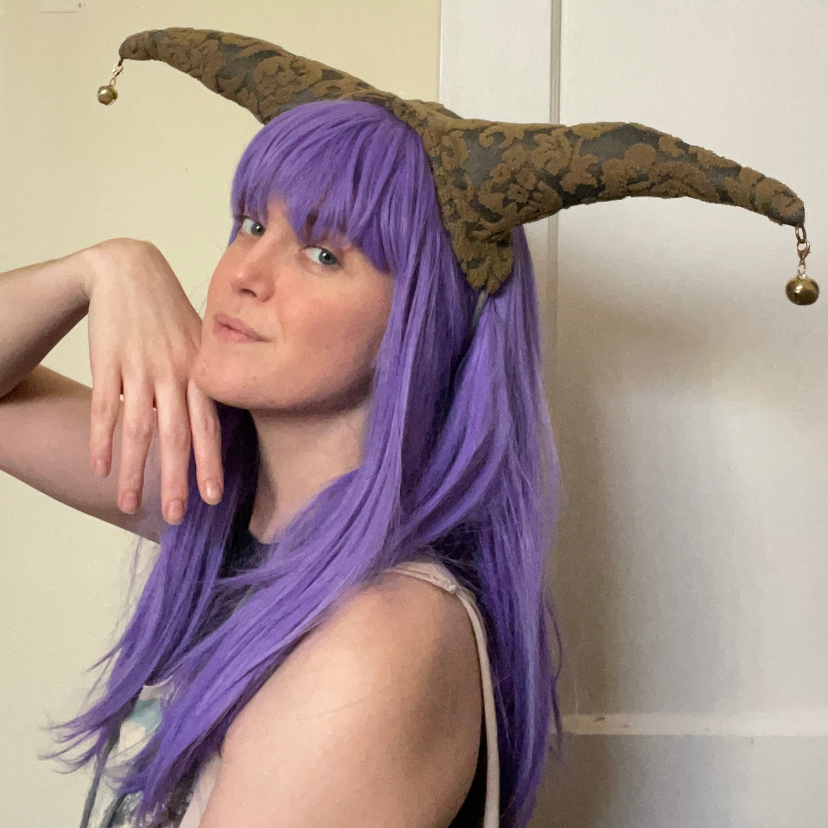 Blue & Green Jester Horn - Bells