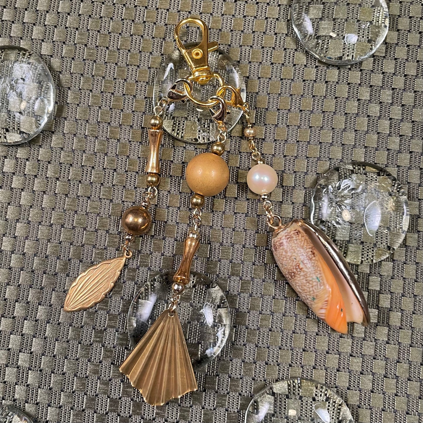 Gold shell bag charm