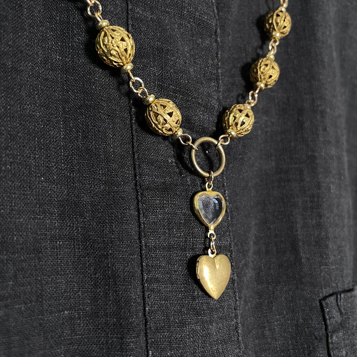 Heart locket collar clip chain