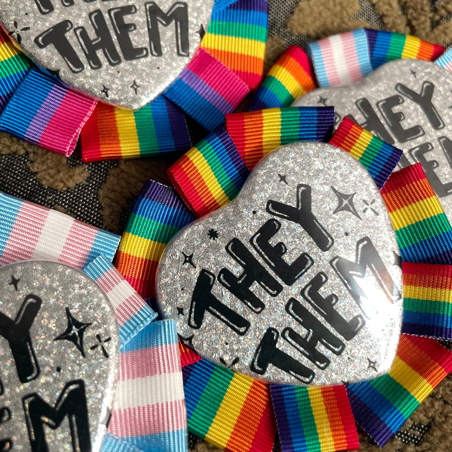 They/Them Rosette Heart Pin