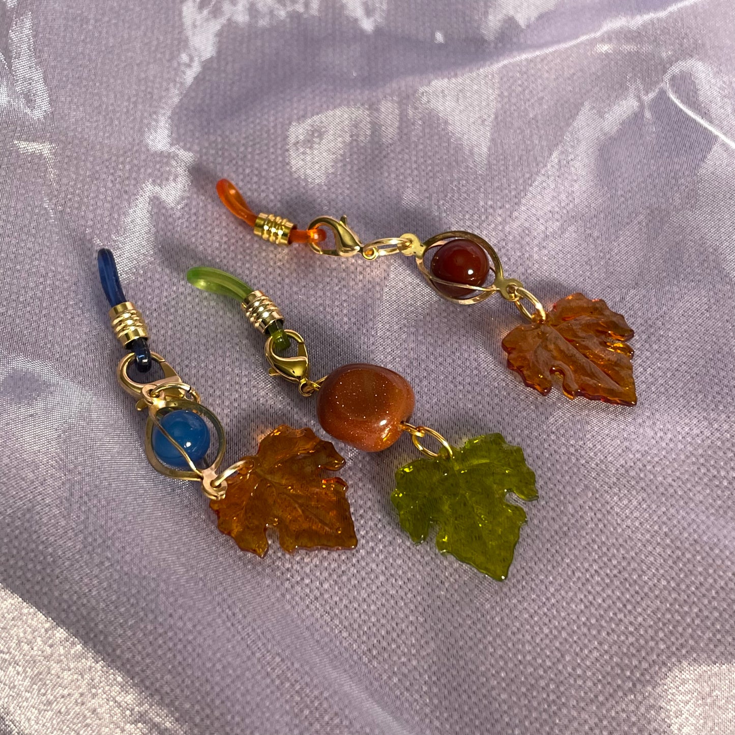 set of 3 leaf charms