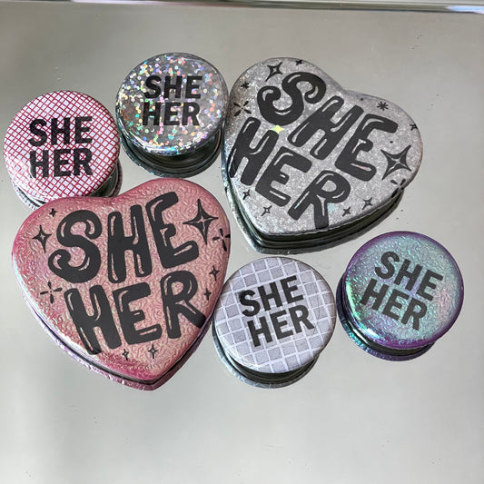 she/her pronoun pin pack