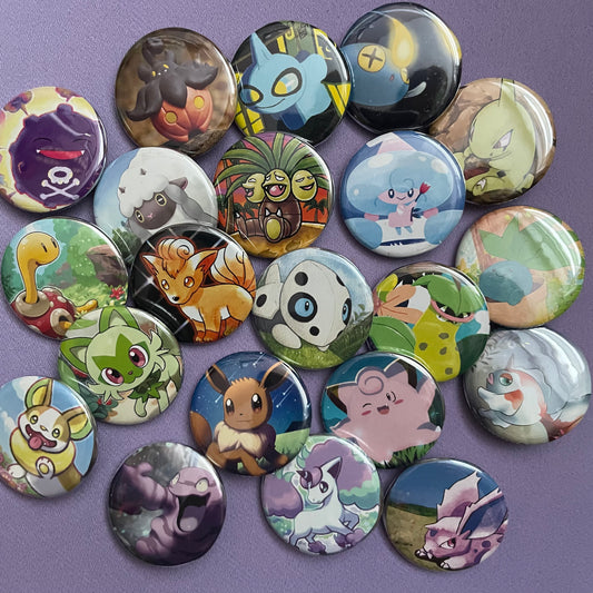 ‘Mon pin-back buttons - set of 6